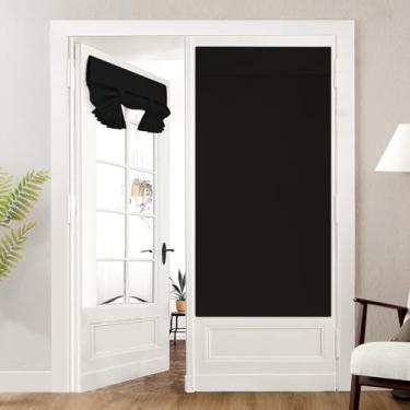 Imagem de Cortinas de porta francesas 100% blackout texturizadas de linho com privacidade cortinas de janela com isolamento térmico com a mesma cor e textura em ambos os lados para qualquer cômodo L 76 x C 168