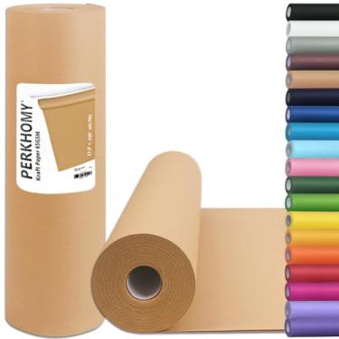 Imagem de PerkHomy Brown Kraft Paper Roll 17.5" x 1,800" (150') for Gift Wrapping Bulletin Board Bouquet Flower Kids Wall Art Craft Packing Moving Shipping Parcel Postal Floor Covering Table Runner 65GSM 40LB