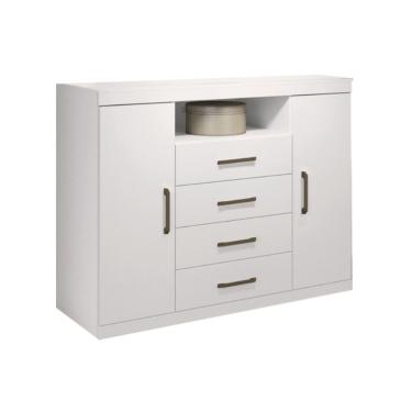Imagem de Cômoda Juvenil Havana Master 4 Gavetas em Madeira com Puxador Plástico Branco com Porta...