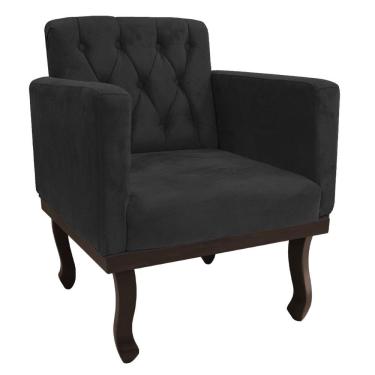 Imagem de Poltrona Decorativa Classic Pés Luiz Xv Linho Cinza Escuro