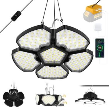 Imagem de Luz de trabalho LED sem fio para bateria máxima Dewalt 20 V, holofote de 65 W 6500 LM, luzes de teto e de garagem para ferramentas Dewalt 20 V com carregamento USB e tipo C para reparos de carro