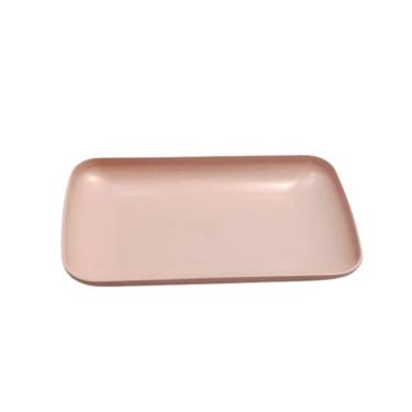 Imagem de Bandeja Multiuso Bambu Doces Petiscos Frios Café 23cm Rosa