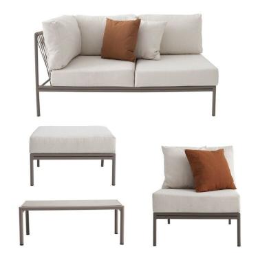Imagem de Conjunto Jardim E Varanda 1 Chaise 1 Sofá 1 Puff 1 Mesa Lateral Refúgio Cabecasa Champanhe quaker Areia