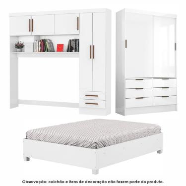 Imagem de Guarda Roupa Modulado Sevilha Com Cama Casal Carioca Móveis Branco