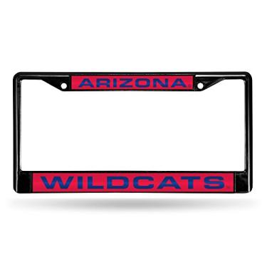 Imagem de NCAA Rico Industries Moldura de placa de licença cromada padrão incrustada corte a laser, Arizona Wildcats, 15 x 31 cm