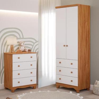 Imagem de Quarto de Bebê Completo Cômoda Júnior Simples 4 Gavetas Guarda Roupa J