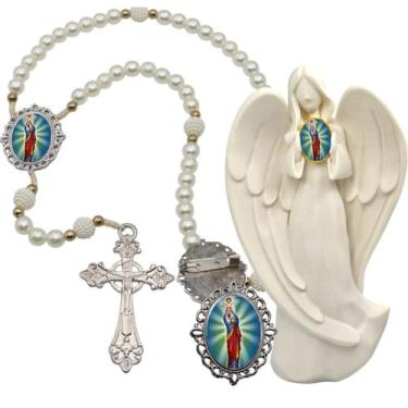 Imagem de Imagem Estatua Nossa Senhora D'Ajuda Com Terço de Luxo e Broche Resina