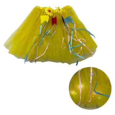 Imagem de Saia de tule com led de festa junina arraiá 40cm - DreamInbox, Amarelo