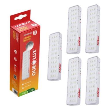 Imagem de 5 Luminária Emergência 30 Leds Recarregável Portátil 6500k - Ourolux