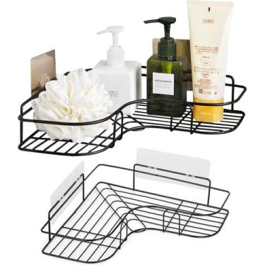Imagem de Kit 2 Prateleiras de Canto em L para Objetos Banheiro Inox Preto - Mm 