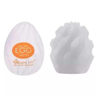 Imagem de Masturbador Masculino EGG Twister, Silicone, 7cm x 5,2cm, Branco