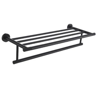 Imagem de Toalheiro serrilhado de latão preto fosco, porta-escovas de papel higiênico, dispensador de sabão, gancho para toalhas, ferragens para banheiro (toalheiro)