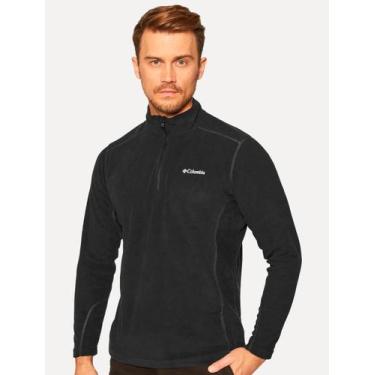 Imagem de Blusa Columbia Masculina Klamath Range II Half Zip Preta, XL/GG