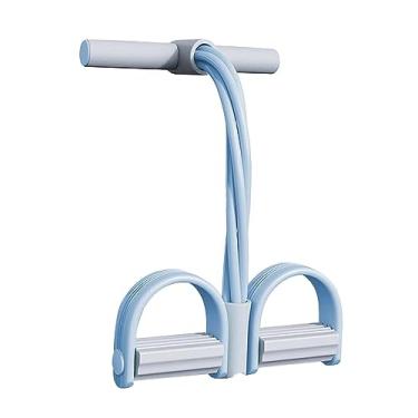 Imagem de YIJU Corda de tração elástica Faixa de resistência de pedal elástico Exercitador Faixas de tração de fitness Corda de tensão doméstica de 4 tubos para, Azul