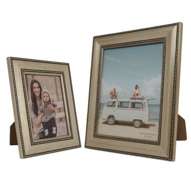 Imagem de Jogo Porta Retrato Moldura Madeira Premium Champanhe Fotos 20x25 e 10x15