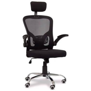 Imagem de Cadeira Ergonômica Eurynom Giratória para Escritório e Home Office com Encosto Reclinável e Apoio Lomba, Preto