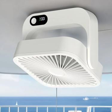 Imagem de GIIKNEW Ventilador pequeno Cruise, ventilador de mesa protable de longa resistência, ventilador protable com 3 velocidades, lanterna LED, rotação de 360°