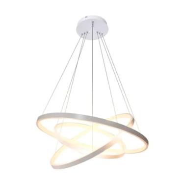Imagem de Lustre Led Moderno Pendente Anéis Led 89w 3 Arcos Cor Prata Teto 110v/220v Bivolt - Brinovar