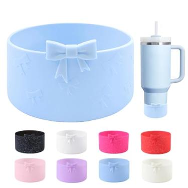 Imagem de YAYAYOUNG Bota de silicone Bow para StanleyTumbler 567.0-1134.0 g & Owala Water Bottle 680.4 g & IceFlow 567.0 g 850.5 g & Hydroflask garrafa de água 340.2-680.4 g capa antiderrapante para Stanley Cup