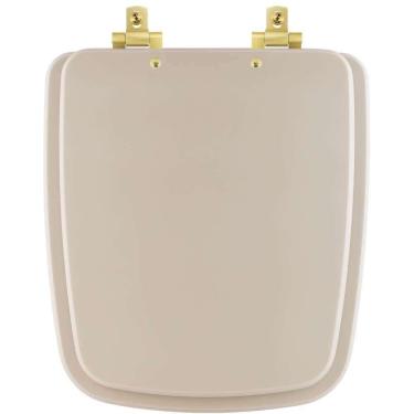 Imagem de Tampa De Vaso Mdf Com Amortecedor Boss Beige (bege Fosco) Para Bacia Incepa Com Ferragem Dourada