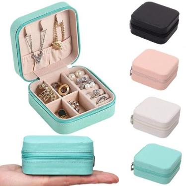 Imagem de Porta Jóias Bolsa Viagem Maquiagem Colar Brinco Anel Estojo - Comercia