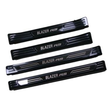 Imagem de 4 Peças Guarnição de Soleira de Porta de Carro para Chevrolet Chevy Blazer 2021-2025, Protetor de soleira de porta de carro soleira de porta protetor de entrada guarnição