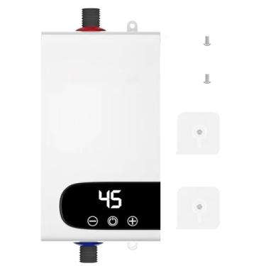Imagem de Aquecedor de água sem tanque elétrico embaixo da pia, aquecedor de água quente portátil de 3500 W com display digital, aquecedor instantâneo sob demanda para cozinha/banheiro, design compacto de 110 V