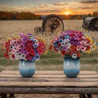 Imagem de PJYHOME 16 peças de flores artificiais resistentes a UV, violeta artificial, decoração ao ar livre - plantas falsas realistas, flores de seda, não desbotam para pátio, cestos pendurados, vasos de