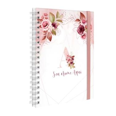 Imagem de Agenda Planner Semanal Plus 2026 Personalizada Monograma Floral Letra A (Branco E Rosa)