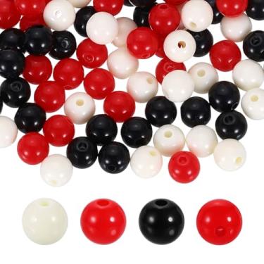 Imagem de HARFINGTON 100 peças de contas redondas de acrílico marrom claro 8 mm de diâmetro 1,9 mm furo de resina plástica bolas lisas contas soltas para fazer joias, pulseiras, colar, brincos, faça você mesmo