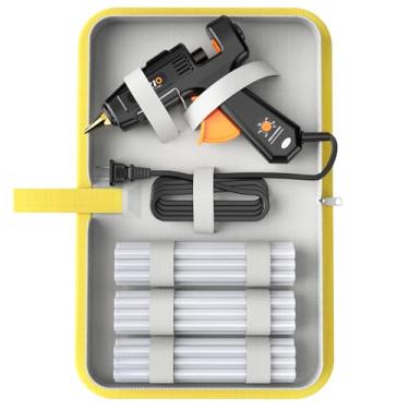 Imagem de IZIO Conjunto completo de pistola de cola quente e bastões de 100-220W, temperatura ajustável, pré-aquecimento rápido, pistola de cola industrial resistente com estojo de armazenamento, 21 bastões de