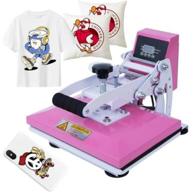 Imagem de Prensa Térmica Plana 23x30cm Sublimação Transfer sublimação máquina de prensagem para camiseta chapéu (NOVO Rosa 220v)