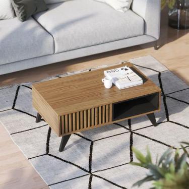 Imagem de Mesa de Centro Para Sala Retangular 1 Nicho Karin Noce Milano/Preto Fo