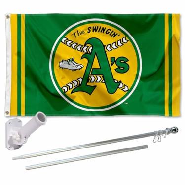 Imagem de WinCraft Conjunto de mastro e suporte Oakland Athletics Retro 1971-1981