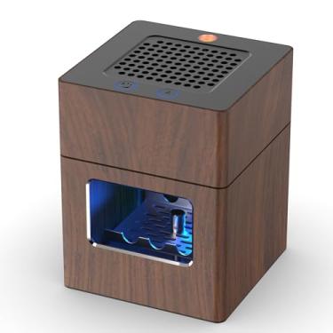 Imagem de Cinzeiro de alumínio sem fumaça, cinzeiro multifuncional 3 em 1 com isqueiro e recarregável por USB, filtro HEPA reduz fumaça, casa ou escritório (grão de madeira)