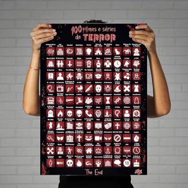Imagem de Pôster Raspadinha 100 Filmes e Séries de Terror Metas Decoração Criativa - Sem moldura
