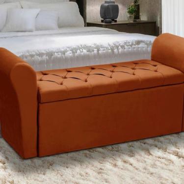 Imagem de Baú Recamier Para Cama Box Quarto Madeira Estofado Queen - D'Julia, Te