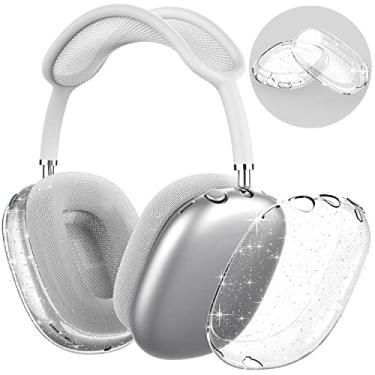 Imagem de NIUTRENDZ Capa transparente para AirPods Max, capa protetora de TPU macio para fones de ouvido, acessórios 【Antiimpressão digital, antiarranhões e antipoeira】 (Glitter)