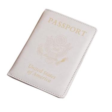 Imagem de Carteira de passaporte PU espessa para passaporte dos EUA, porta-passaporte, multifuncional, porta-cartão de vacina, bolsa para passaporte, mini capa para passaporte, Gris, One Size, Americano