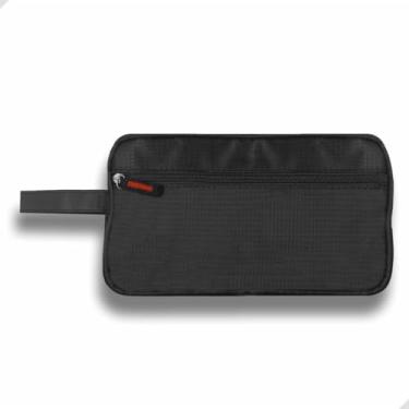 Imagem de Estojo Necessaire 25x14cm em Tecido Impermeável com Zíper Organizador de Viagem Escolar, Trabalho e Academia (Preto)