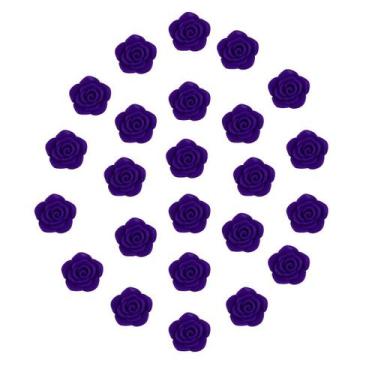 Imagem de Kit C/24 Miçangas Em Resina Flor Rosa Roxo 2 Cm - Lua Mística - 100% O