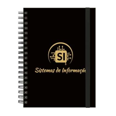 Imagem de Caderno Colegial Plus 12 Matérias Profissões Sistemas de Informação (Preto e Gold)
