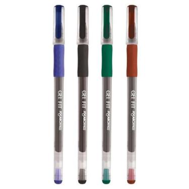 Imagem de Kit Com 4 Canetas Gel 0.6 mm Coloridas Jocar Office Escolar