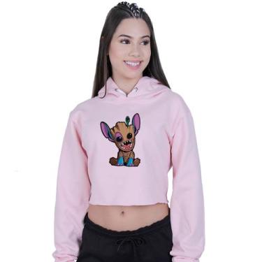 Imagem de Cropped Moletom Feminino Lilo Stitch Baby Groot - Lafre, Rosa claro, G