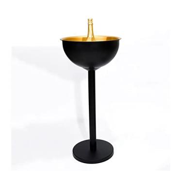 Imagem de balde de gelo para festas Balde de gelo de aço inoxidável vertical com rack balde de champanhe bacia de vinho de gelo engrossado bar balde de gelo doméstico Ktv refrigerador de gelo recipiente de gelo