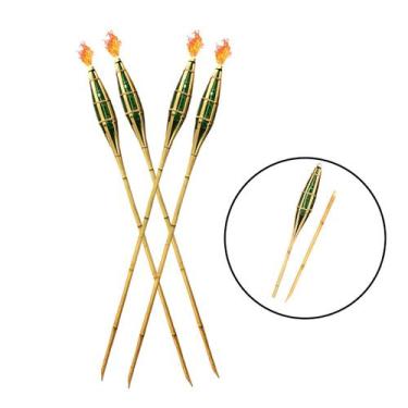 Imagem de Kit 4 Tochas Bambu Iluminação Fogo P/ Decoração Desmontável - Real Sed