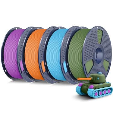 Imagem de SUNLU Pacote de filamentos de impressora 3D 4KG PLA fosco 1,75 mm, filamento perfeitamente enrolado com acabamento fosco, impressão com 99% de impressoras 3D FDM, carretel de 1 kg (1 kg), 4 pacotes