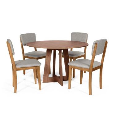 Imagem de Mesa de Jantar Redonda Montreal Noronha com 4 Cadeiras Estofadas Ella 