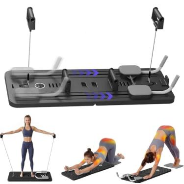 Imagem de Conjunto De Pranchas De Pilates Multifuncional - Treino Básico, Rolo De Roda Abdominal, Treinador De Abs, Prancha De Exercícios Dobrável Para Eficácia, One Color, Pink