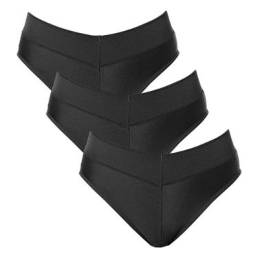 Imagem de Kit 3 Calcinhas Cítara DeMillus Cós Alto Firma Barriguinha, Preto, ME